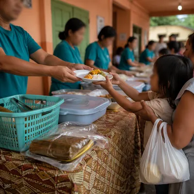Church Outreach Hands Sharing Hot Meals