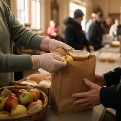 Church Outreach Hands Sharing Warm Meals