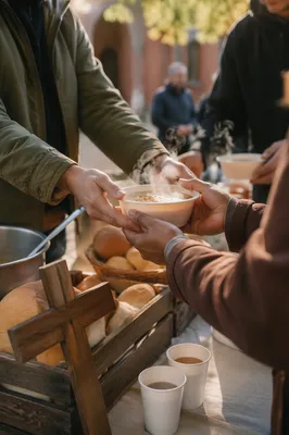 Church Outreach Hands Sharing Warm Meals