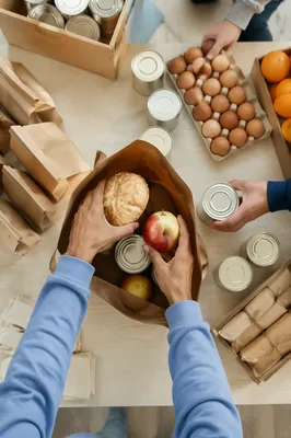 Church Volunteers Packing Food for Outreach