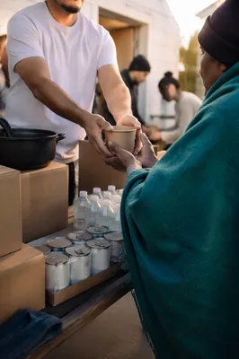 Church Outreach Hands Sharing Warm Soup