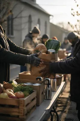 Church Food Outreach Hands Sharing Groceries