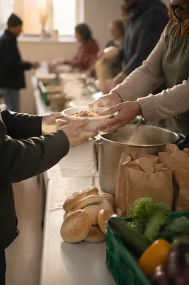 Church Hands Sharing Warm Meals