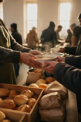 Church Outreach Hands Sharing Warm Meals