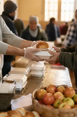 Church Outreach Hands Sharing Warm Meals