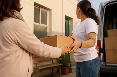Hands Sharing Food Box in Outreach Ministry