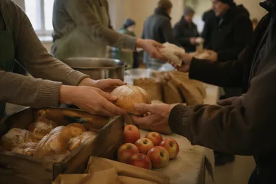 Church Outreach Hands Sharing Food with Hope