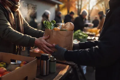 Church Food Outreach Hands Sharing Groceries
