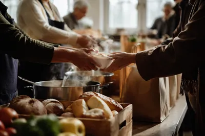 Church Hands Sharing Food Outreach Meals