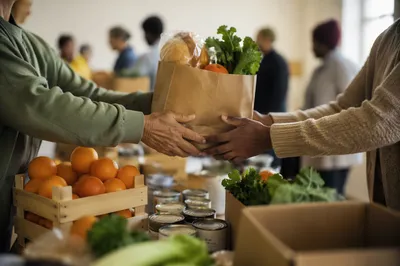 Church Outreach Hands Sharing Food