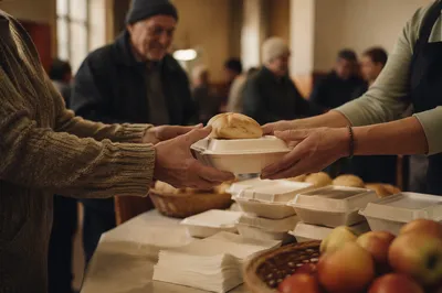 Church Outreach Hands Sharing Warm Meals