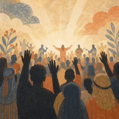 Raised Hands in Warm Worship Lights