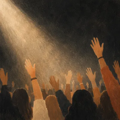 Raised Hands in Worship Concert Light