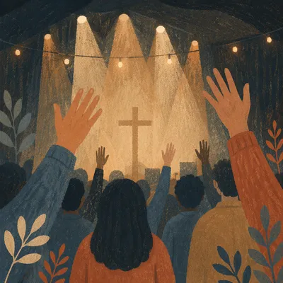 Raised Hands in Warm Worship Lights