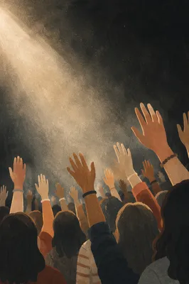 Raised Hands in Worship Concert Light