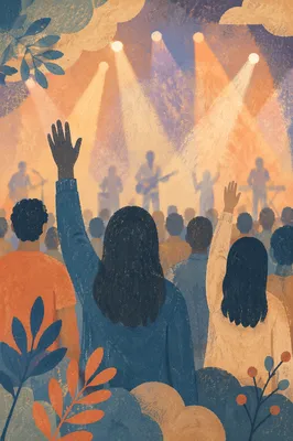 Raised Hands in Warm Worship Lights