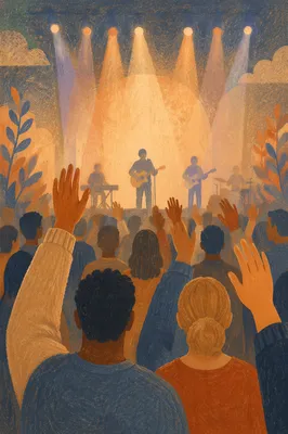 Raised Hands in Warm Worship Lights