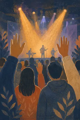 Raised Hands at Church Worship Night