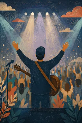Raised Hands Worship Under Teal Concert Lights