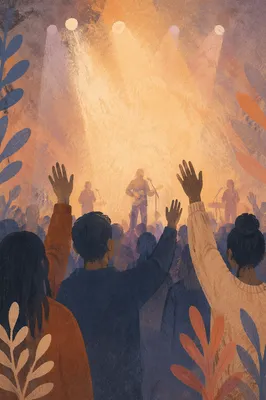 Raised Hands in Warm Worship Lights