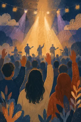 Raised Hands in Warm Worship Lights