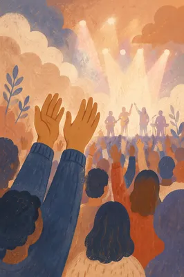 Raised Hands in Warm Worship Lights