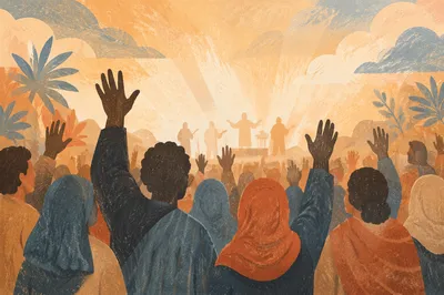 Raised Hands in Warm Worship Lights