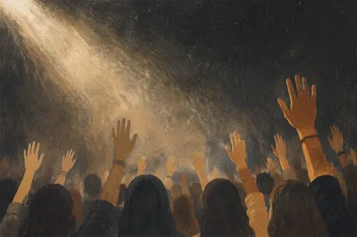 Raised Hands in Worship Concert Light