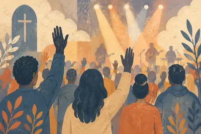 Raised Hands in Warm Worship Lights