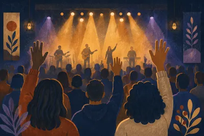 Raised Hands at Worship Night Lights