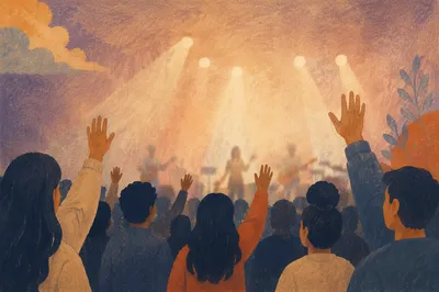 Raised Hands in Warm Worship Lights