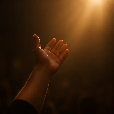 Raised Hand in Worship Spotlight