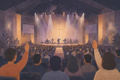 Haze Lit Modern Church Worship Gathering