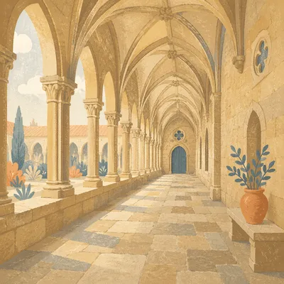 Historic Cathedral Cloister with Gothic Arches