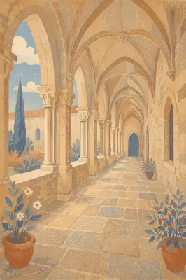 Historic Cathedral Cloister with Gothic Arches