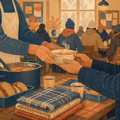 Church Volunteers Serving Meals with Compassion