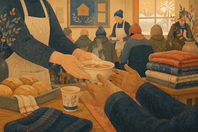 Church Volunteers Serving Meals with Compassion