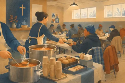 Church Volunteers Serving Meals with Compassion
