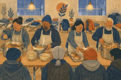 Church Volunteers Serving Meals with Compassion