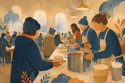 Church Volunteers Serving Meals with Compassion