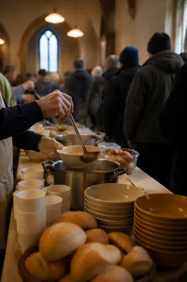 Church Volunteers Serving Meals with Dignity