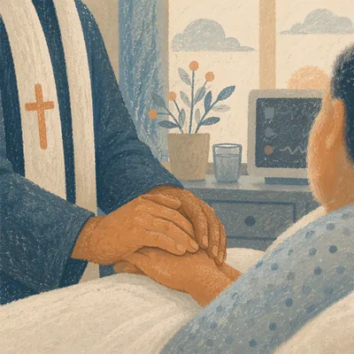 Chaplain Praying with Patient at Bedside