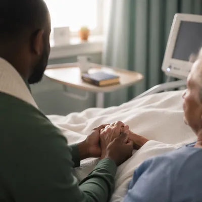 Hospital Chaplain Praying at Patient Bedside