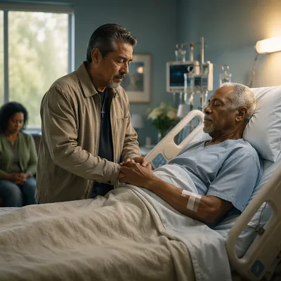 Hospital Chaplain Bedside Prayer With Patient