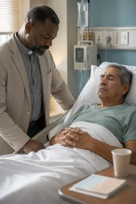 Hospital Chaplain Praying Beside Patient