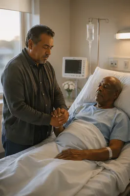 Hospital Chaplain Praying Beside Patient