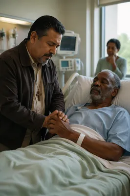 Hospital Chaplain Praying Beside Patient