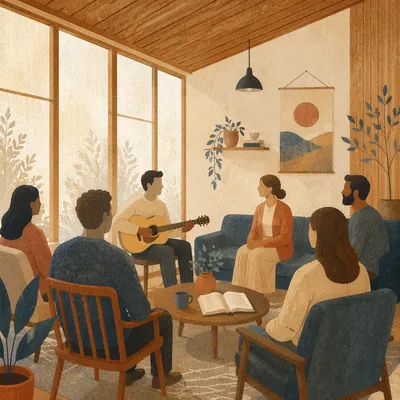Intimate House Church Worship in Living Room