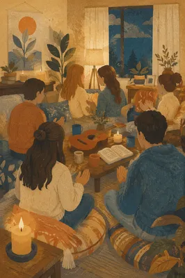 Intimate House Church Worship at Dusk