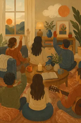 Intimate House Church Worship in Living Room